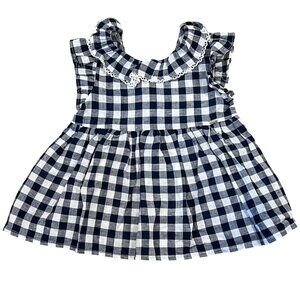 Mayoral Toddler Girls Black & White Gingham Ruffled Dress With Lace Trim NWT